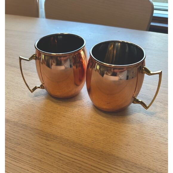 Vintage ODI O.D.I. Solid Copper Moscow Mule Mug cup SET OF 2 Brass Handles - Picture 1 of 3